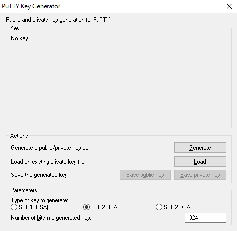 puttygen.exe設定